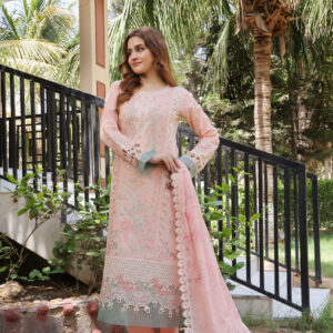 FB-202 | Soft Peach | 3 Pcs Unstitch With Cotton Trouser