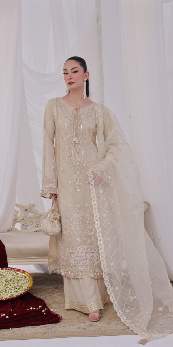 FB-234 | Ivory | 3 Pcs Unstitch With Dyed Trouser