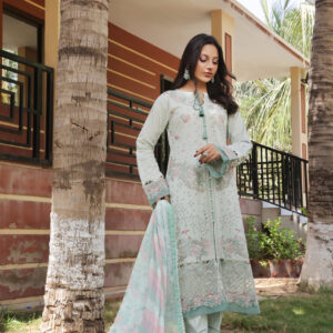 FB-197 | Soft Green | 3 Pcs Unstitch With Cotton Trouser