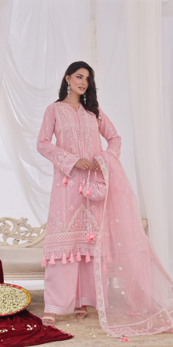 FB-233 | Blush Pink | 3 Pcs Unstitch With Dyed Trouser