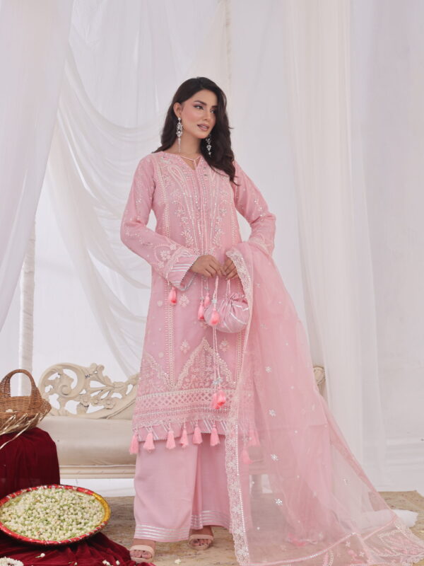 FB-233 | Blush Pink | 3 Pcs Unstitch With Dyed Trouser