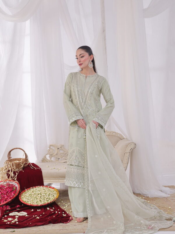 FB-232 | Mint Green | 3 Pcs Unstitch With Dyed Trouser