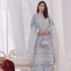 FB-231 | Steel Grey | 3 Pcs Unstitch With Dyed Trouser