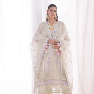 FB-209 | Heirloom White | 3 Pcs Unstitch With Dyed Trouser