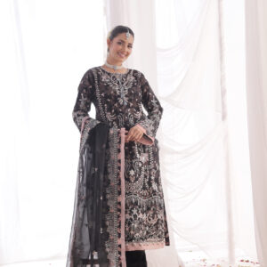 FB-204 | Classic Noir | 3 Pcs Unstitch With Dyed Trouser