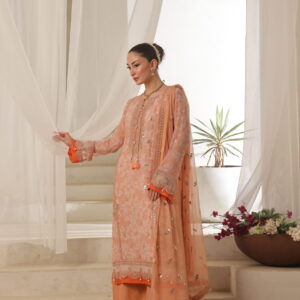 FB-208 | Sunset Peach | 3 Pcs Semi-Stitch Chiffon