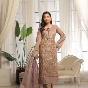 FB-160 | Rosewater Pink | 3 Pcs Unstitch With Cotton Trouser