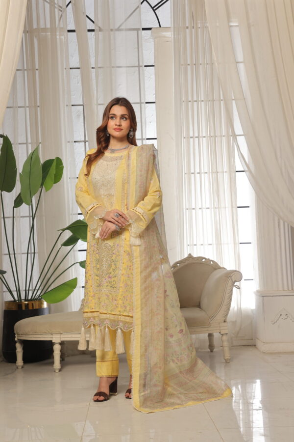 FB-156 | Lemon Custard | 3 Pcs Unstitch With Cotton Trouser