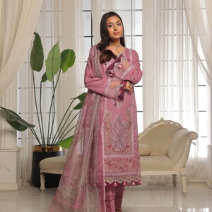 FB-156 | Mulberry Pink | 3 Pcs Unstitch With Cotton Trouser