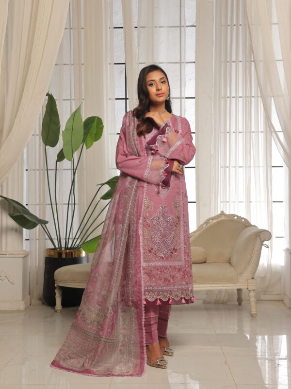 FB-156 | Mulberry Pink | 3 Pcs Unstitch With Cotton Trouser