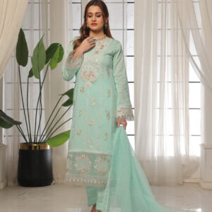 FB-158 | Celestial Mint | 3 Pcs Unstitch With Cotton Trouser