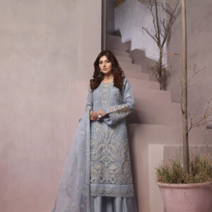 FB-180 | Powder Blue | 3 Pcs Unstitch With Dyed Trouser