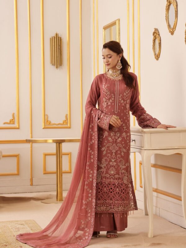 FB-211 | Vintage Rose |  3 Pcs Semi-Stitch Chiffon