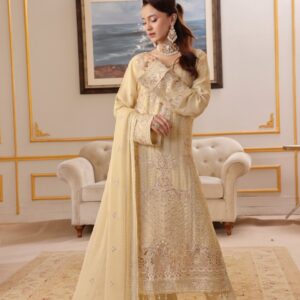 FB-212 | Pale Gold | 3 Pcs Semi-Stitch Chiffon