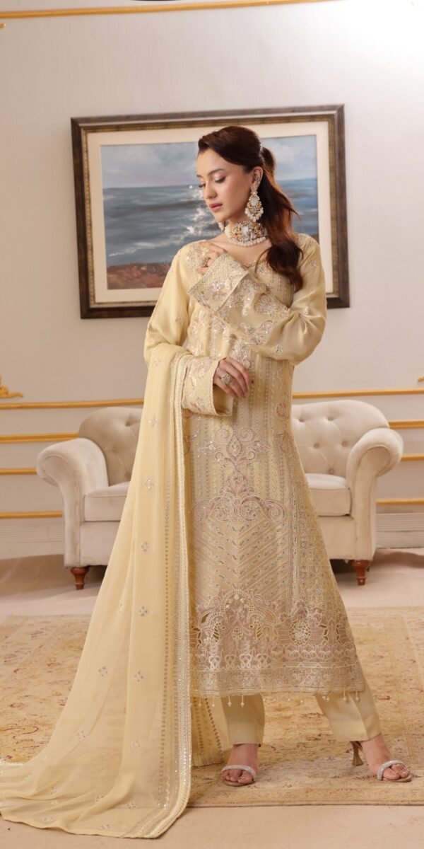 FB-212 | Pale Gold | 3 Pcs Semi-Stitch Chiffon