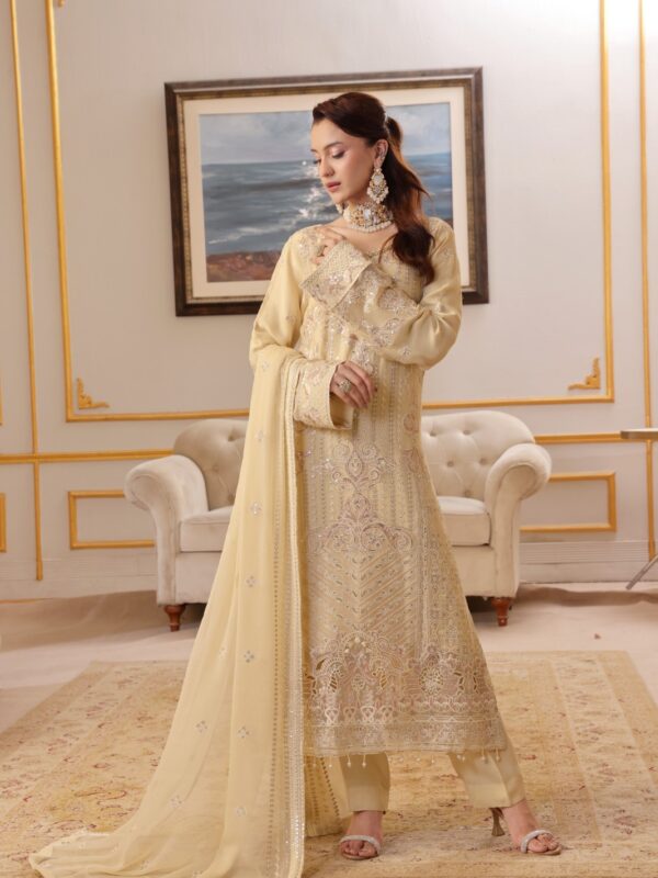 FB-212 | Pale Gold | 3 Pcs Semi-Stitch Chiffon