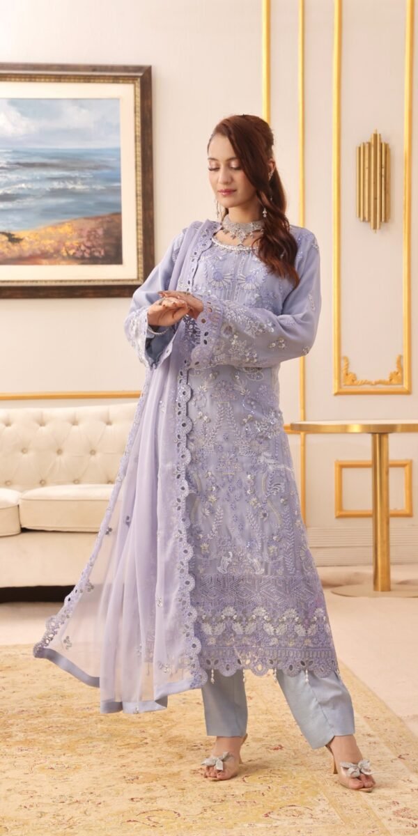 FB-214 | Vintage Rose | 3 Pcs Semi-Stitch Chiffon