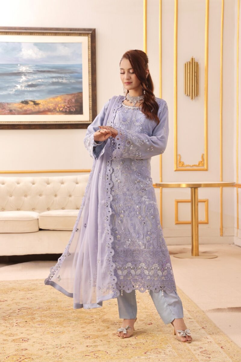 FB-214 | Vintage Rose | 3 Pcs Semi-Stitch Chiffon