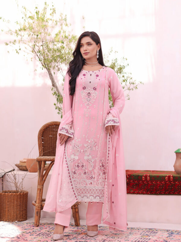 FB-239 | Baby Pink | 3 Pcs Semi-Stitch Chiffon