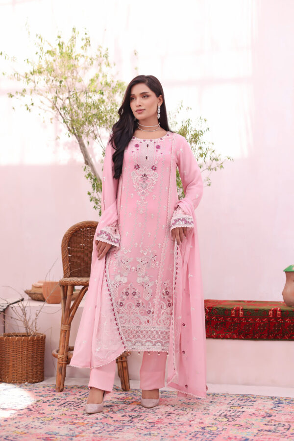 FB-239 | Baby Pink | 3 Pcs Semi-Stitch Chiffon