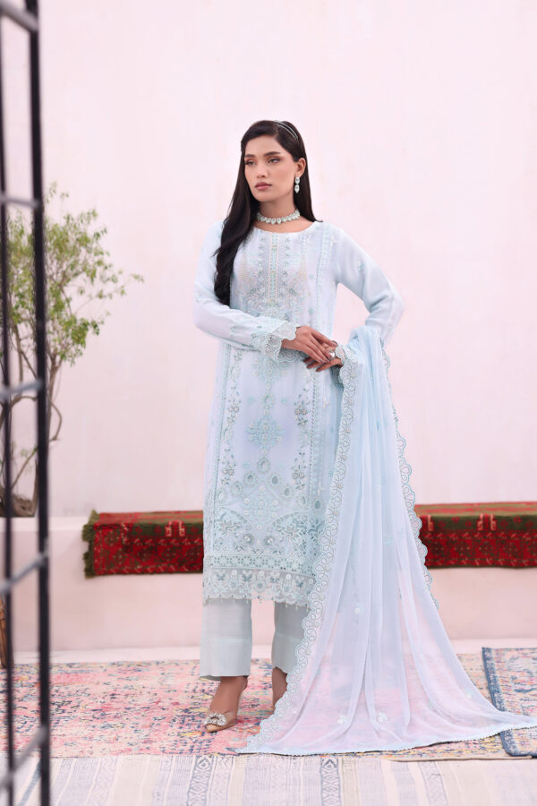 FB-241 | Pearl Blue | 3 Pcs Semi-Stitch Chiffon