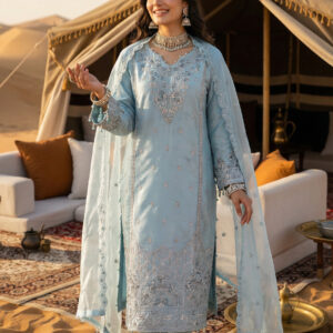 FB-269 | Light-Green Silk | 3 Pcs Unstitch With Dyed Trouser