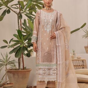 FB-147 | Warm Beige Sand | 3 Pcs Unstitch With Cotton Trouser