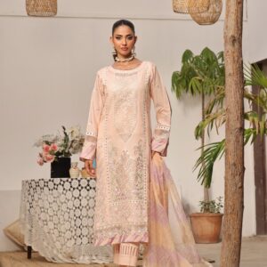 FB-156 | Peach Blush | 3 Pcs Unstitch With Cotton Trouser