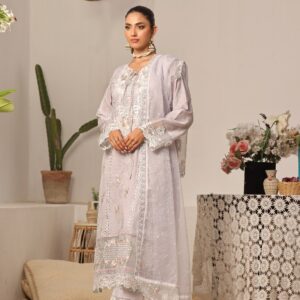 FB-158 | Pearl Lilac | 3 Pcs Unstitch With Cotton Trouser