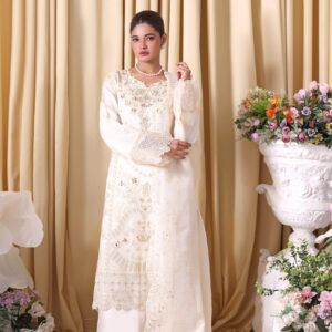 FB-249 | Pearl White | 3 Pcs Unstitch With Dyed Trouser