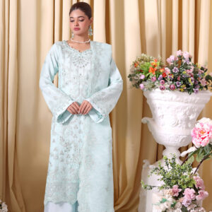 FB-252 | Mint Ice | 3 Pcs Unstitch With Dyed Trouser