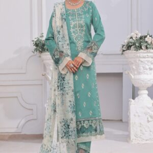 FB-190 | Powder Mint | 3 Pcs Unstitch With Cotton Trouser
