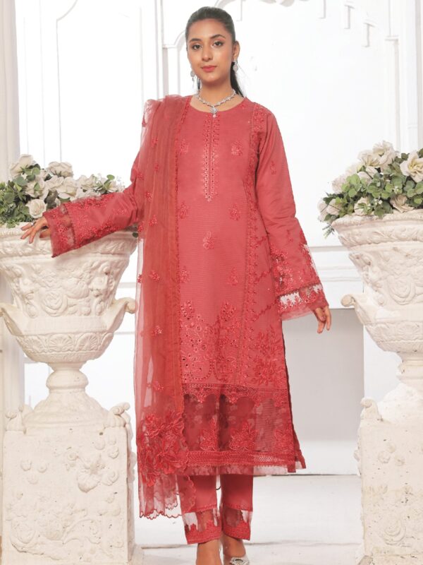 FB-187 | Vintage Rose | 3 Pcs Unstitch With Cotton Trouser