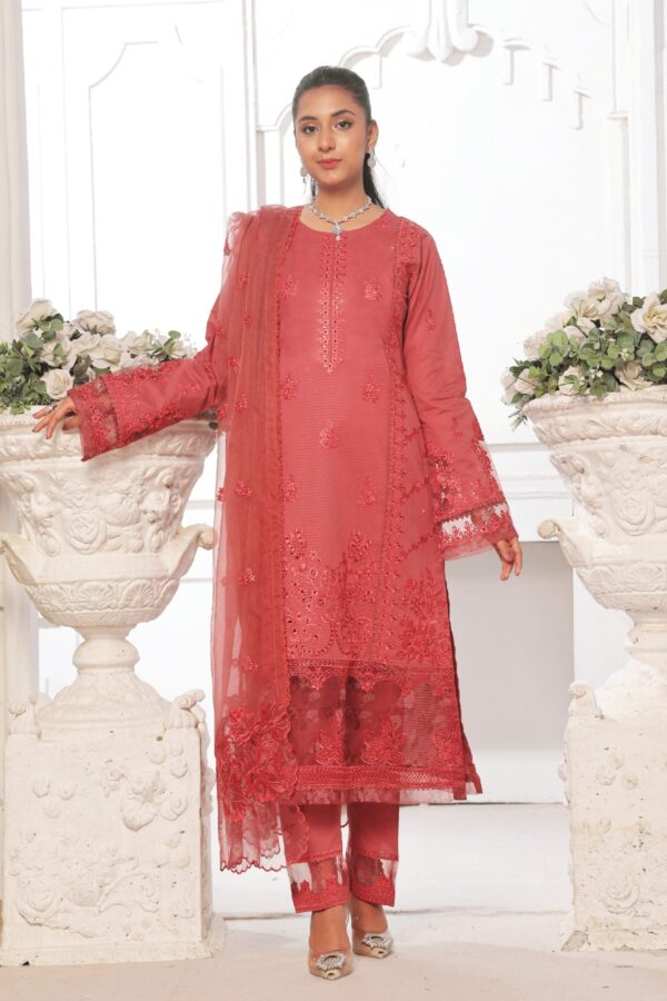 FB-187 | Vintage Rose | 3 Pcs Unstitch With Cotton Trouser
