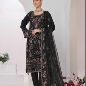 FB-168 | Classic Black | 3 Pcs Unstitch With Dyed Trouser