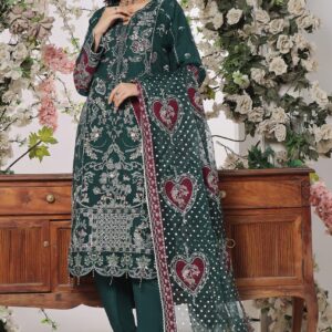 FB-169 | Teal Green | 3 Pcs Unstitch With Dyed Trouser