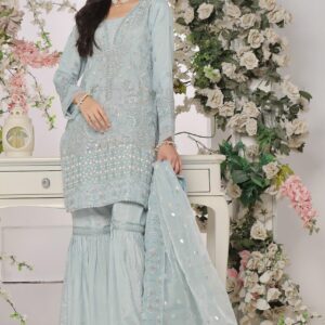 FB-167 | Soft Aqua Blue | 3 Pcs Unstitch With Dyed Trouser