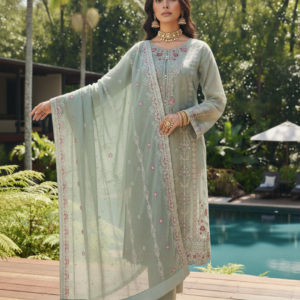 FB-244 | Sage Green | 3 Pcs Semi-Stitch Chiffon