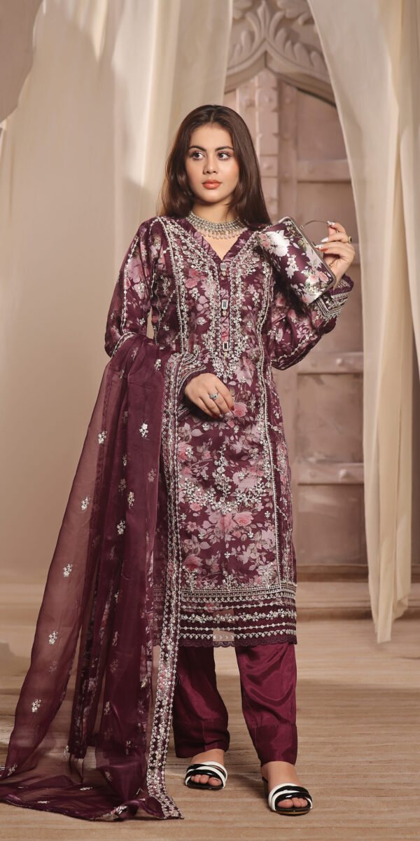FB-133 | Plum Royale | 3 Pcs Semi-Stitch