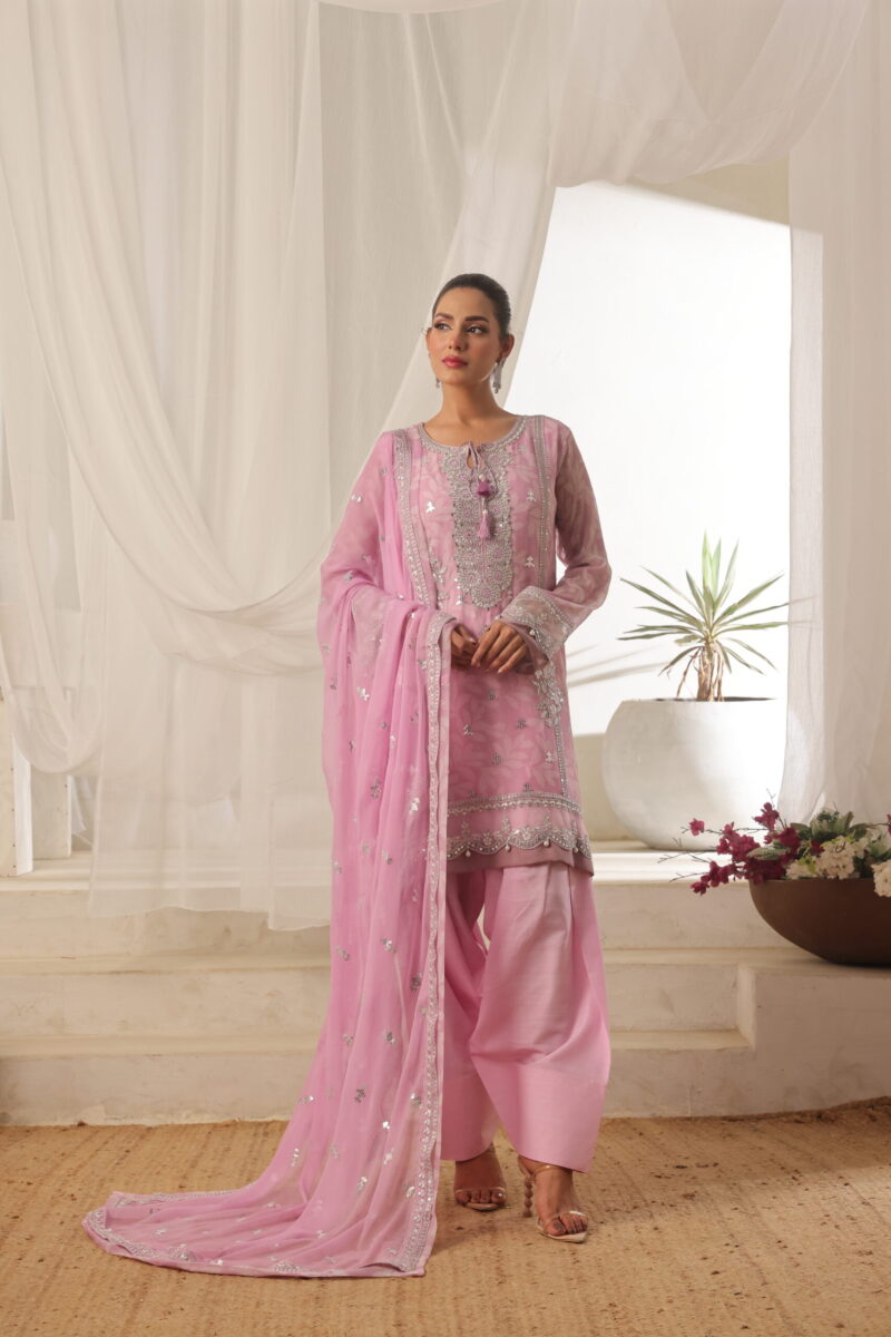 FB-205 | Blush Pink | 3 Pcs Semi-Stitch Chiffon