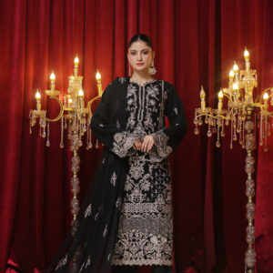 FB-171 | Black Noir | 3 Pcs Semi-Stitch Chiffon