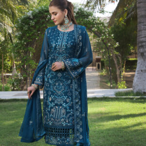 FB-195 | Ocean Teal | 3 Pcs Semi-Stitch Chiffon