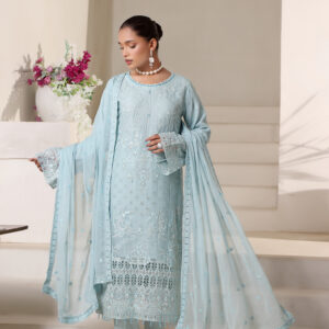 FB-229 | Light Aqua Blue | 3 Pcs Semi-Stitch Chiffon