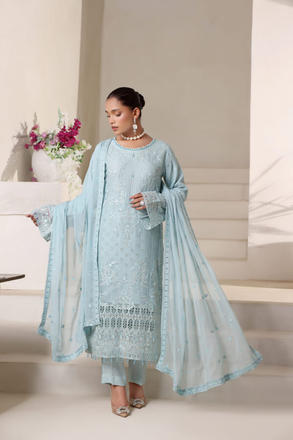 FB-229 | Light Aqua Blue | 3 Pcs Semi-Stitch Chiffon