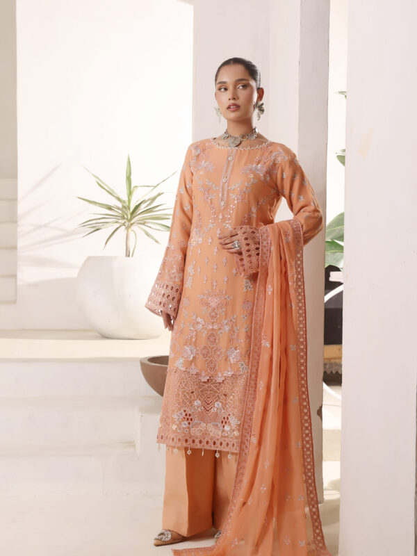FB-229 | Soft Peach | 3 Pcs Semi-Stitch Chiffon