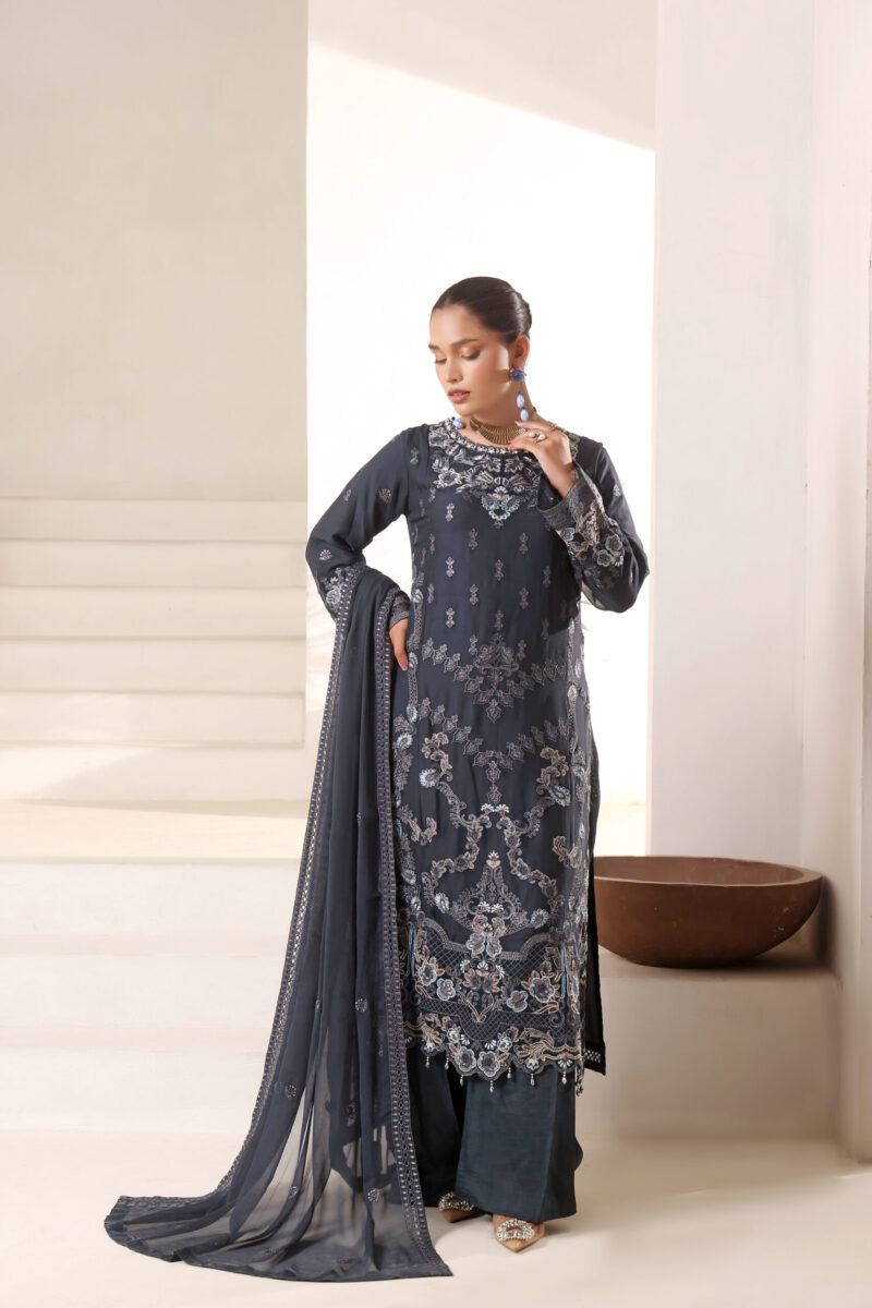 FB-229 | Dark Teal Green | 3 Pcs Semi-Stitch Chiffon