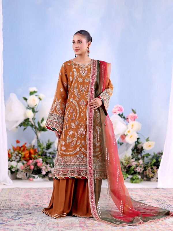 FB-235 | Copper Rust | 3 Pcs Unstitch With Dyed Trouser