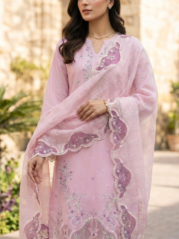 FB-283 | Pastel Pink | 3 Pcs Unstitch With Cotton Trouser