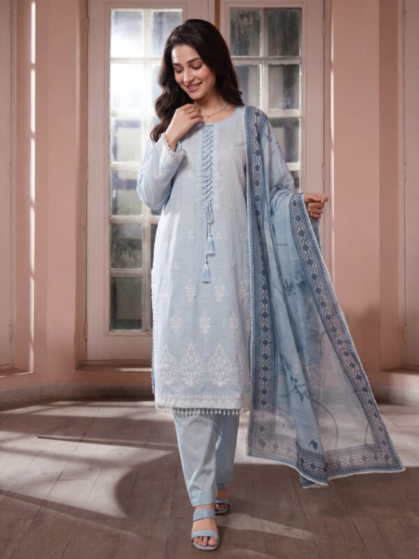 FB-307 | Blue Haze | 3 Pcs Unstitch With Cotton Trouser