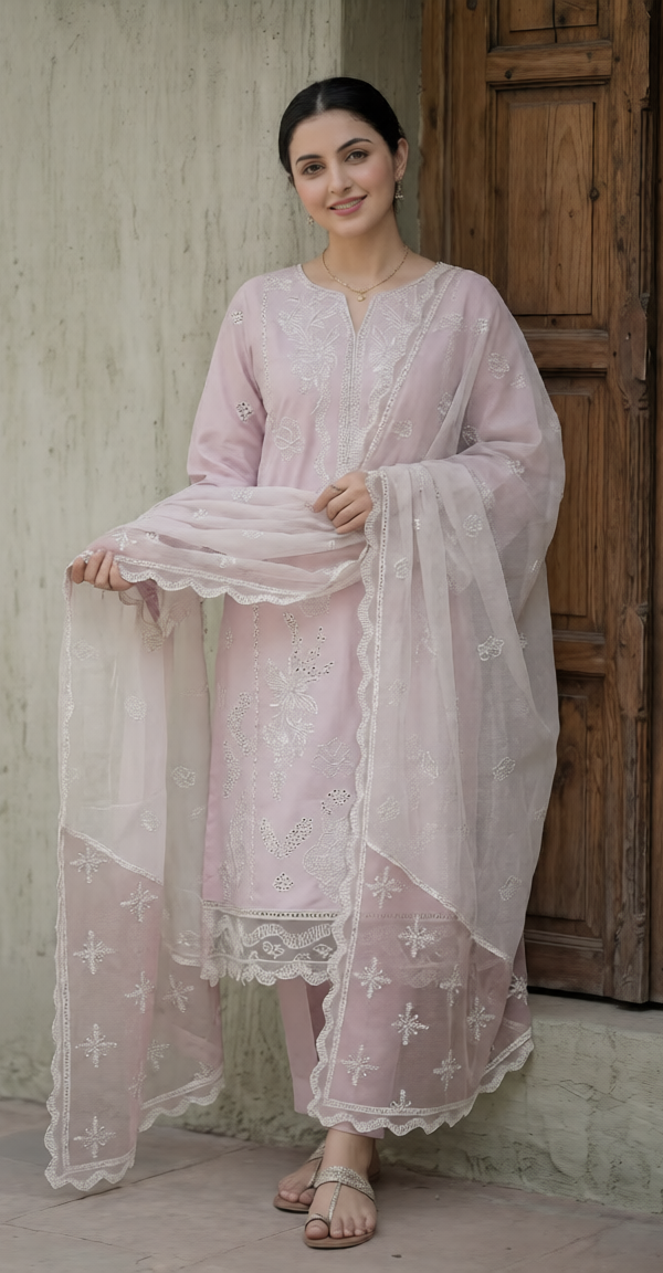 FB-289 | Blush Mauve | 3 Pcs Unstitch With Cotton Trouser